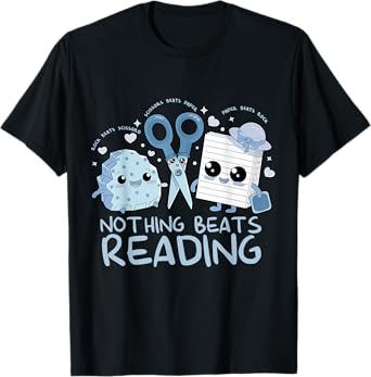 Rock Paper Scissors Nothing Beats Reading Book Lover T-Shirt