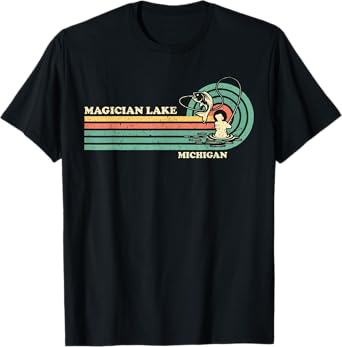 Vintage Retro Summer Fishing Magician Lake Men Women Kids T-Shirt