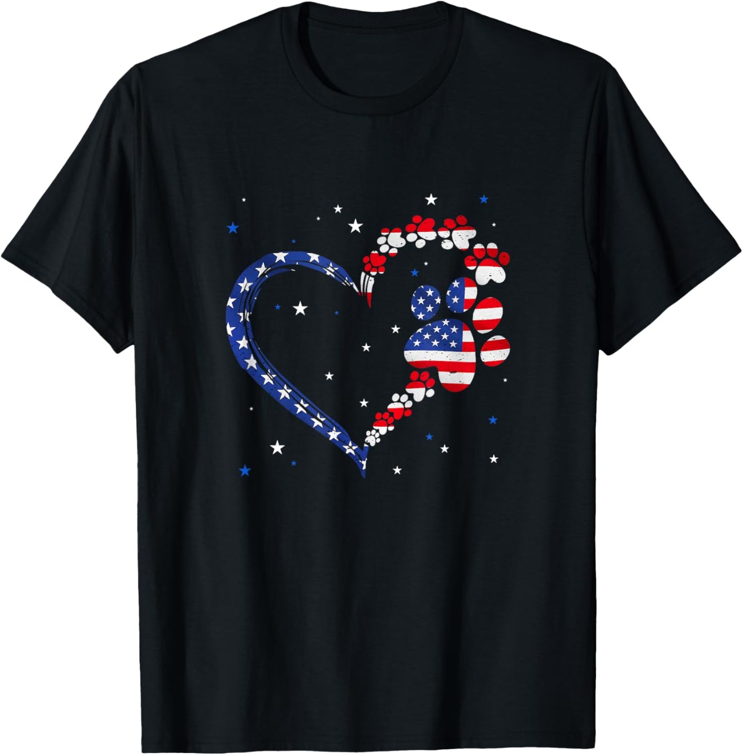 American Flag Patriotic Dog Cat Paw Print 4Th Of July T-Shirt
