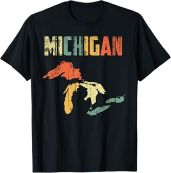 The Great Lakes Largest Water Retro Color Michigan MI Pride T-Shirt