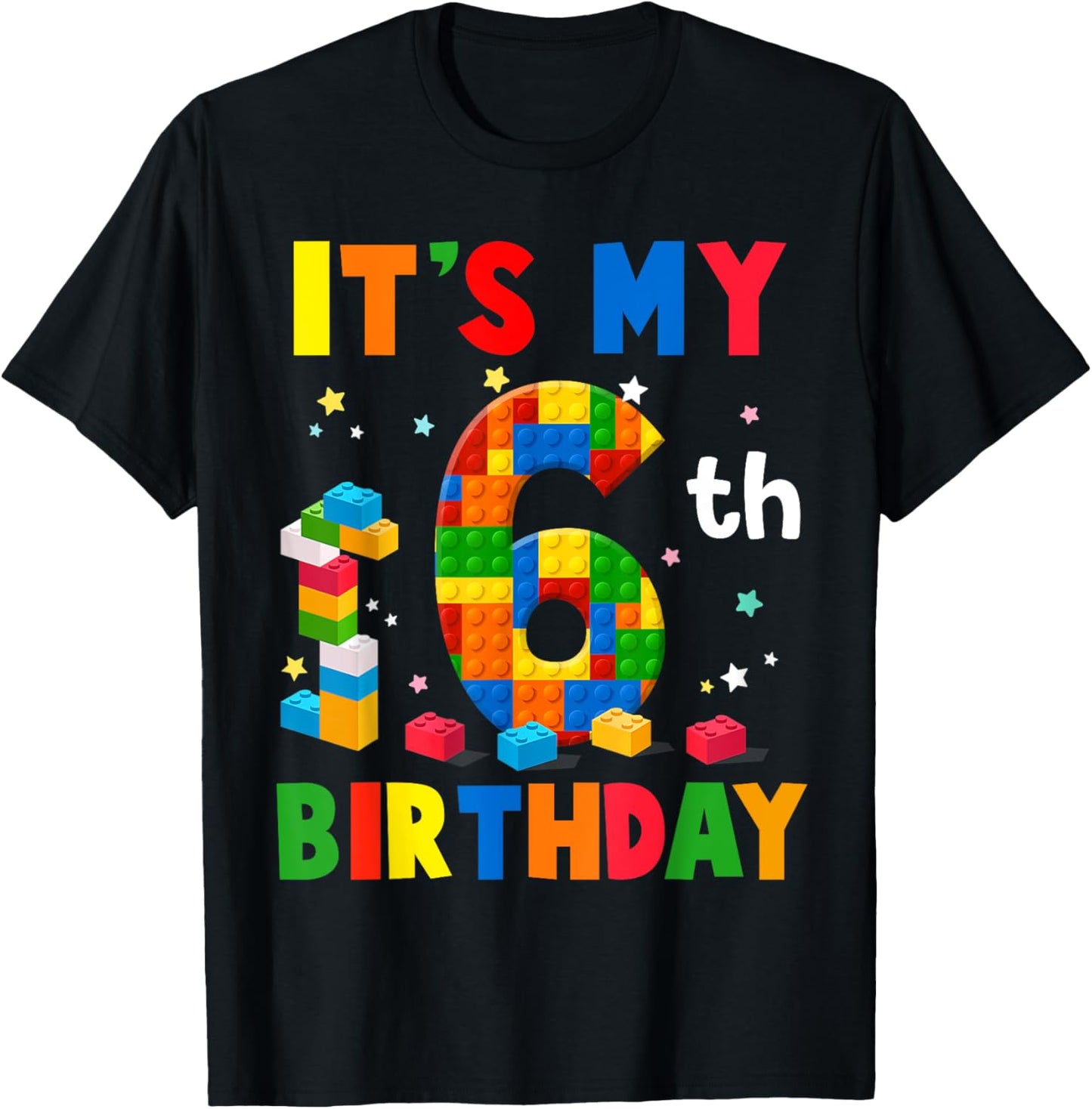 Building Blocks 6th Birthday Boy Bricks Party Tee by TeeBrew