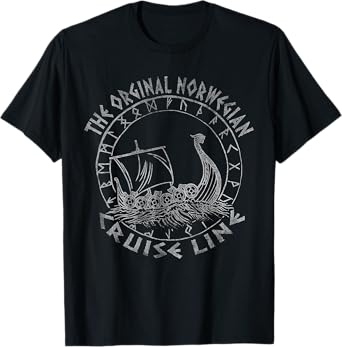 The Original Norwegian Cruise Line Rune Circle Viking Ship T-Shirt