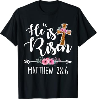 Happy Easter Day He is Risen Toddler Girls Women Floral T-Shirt