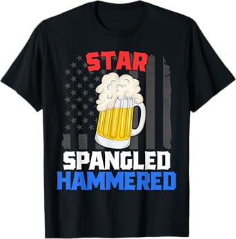 Patriotic Beer Drinking Star Spangled Hammered 4th of July T-Shirt