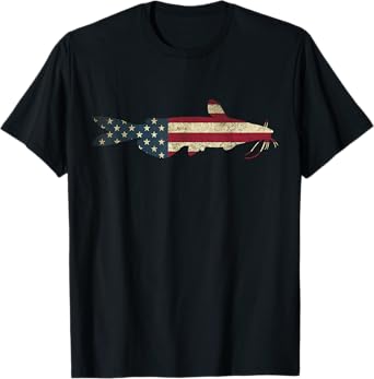 Catfish American Flag Catfish Patriotic Fisherman T-Shirt