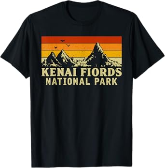 Vintage Retro Mountain Graphics Kenai Fiords National Park T-Shirt