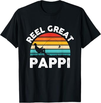 Mens Fishermen Reel Great Pappi Vintage Fishing Father’s Day T-Shirt