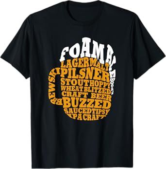 Beer Drinker Typography Word Art T-Shirt