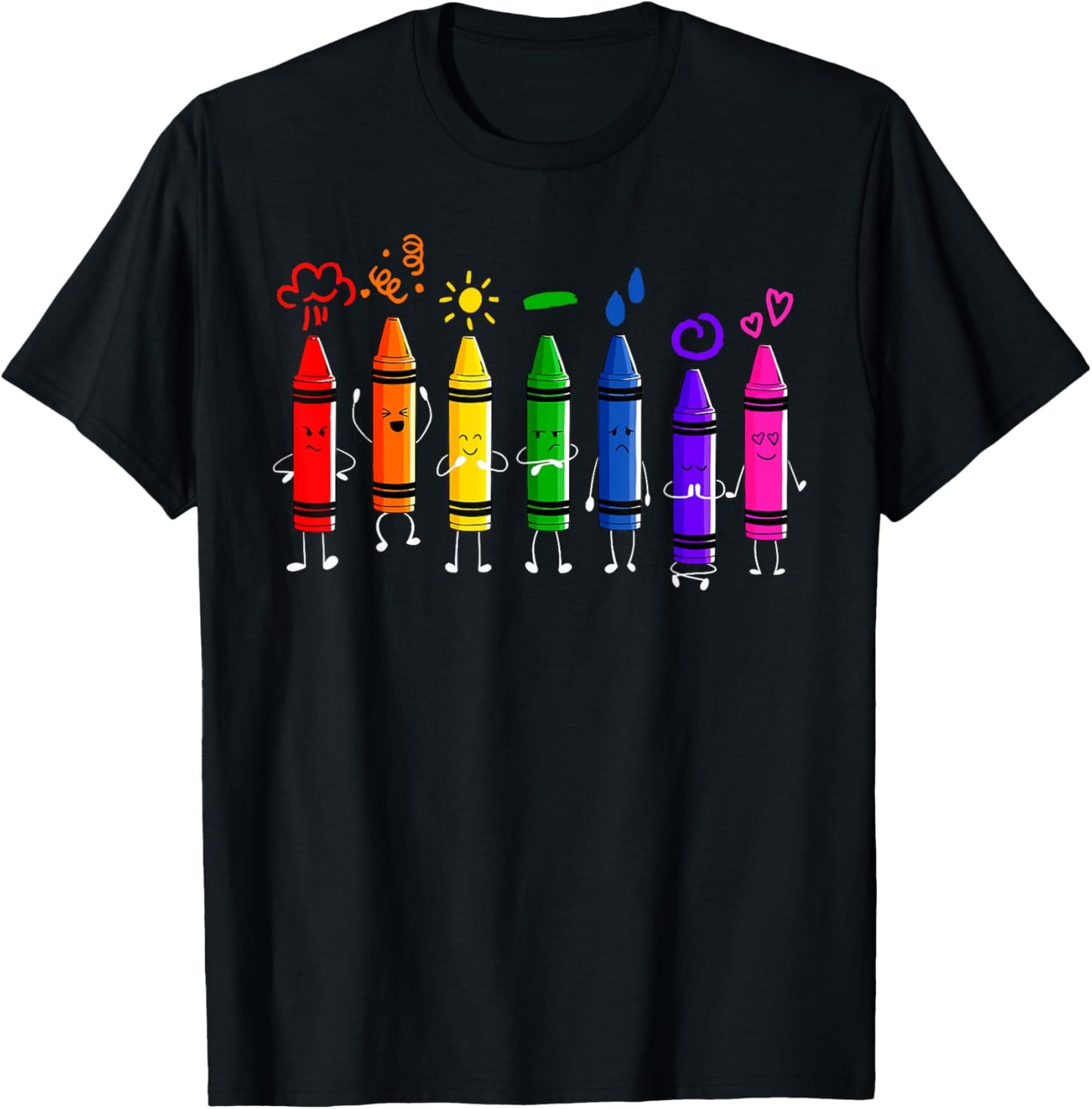 Crayons Teacher Student First Day Back To School Colorful Tee by TeeBrew