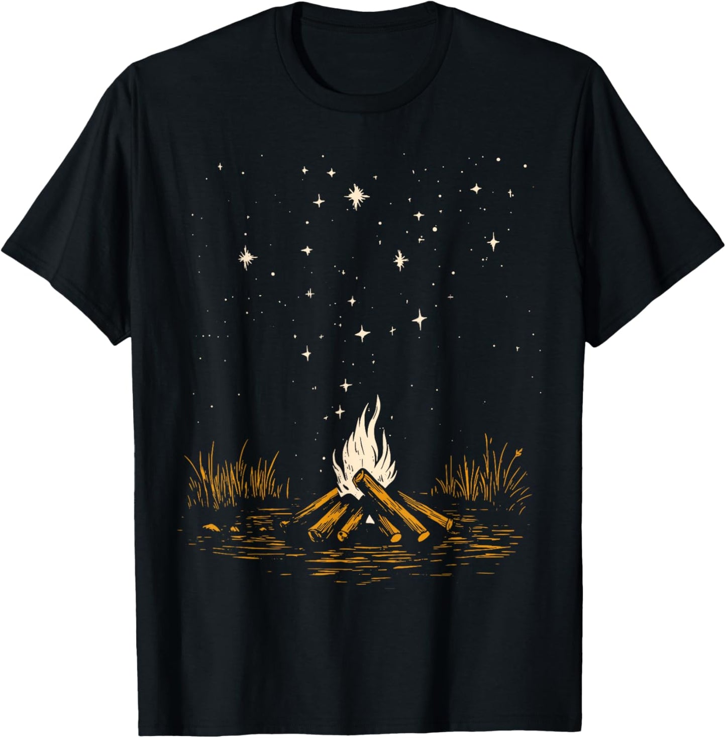 Vintage Campfire Camping Stars Hiking Outdoor Nature Lover T-Shirt