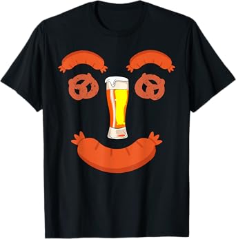 Oktoberfest German Beer Pretzel Sausage Smile Face Costume T-Shirt