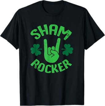 Sham Rocker Funny Rock Musician St. Patty's Day Clover T-Shirt