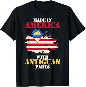 Made in America with Antiguan parts USA Antigua flag T-Shirt