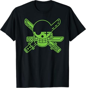 One Piece Anime Green Roronoa Zoro Jolly Roger T-Shirt
