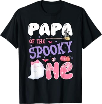 Papa Of The Spooky One 1st Birthday Halloween Pink Ghost T-Shirt