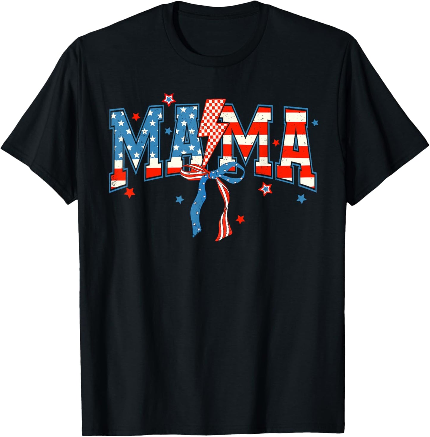 Mama 4th Of July American Patriotic Mom Grandma Coquette Bow T-Shirt