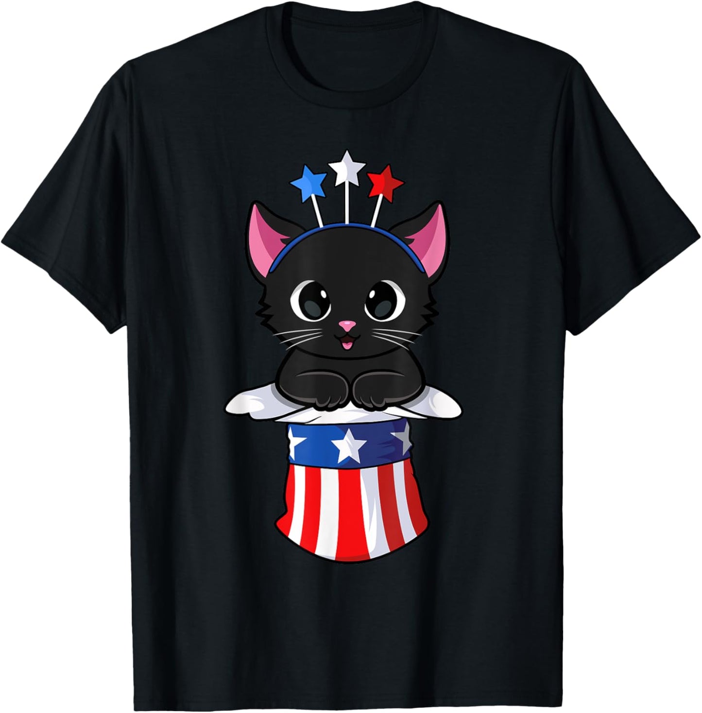 Cat 4th of July Meowica Kitten American Patriotic Boys Girls T-Shirt