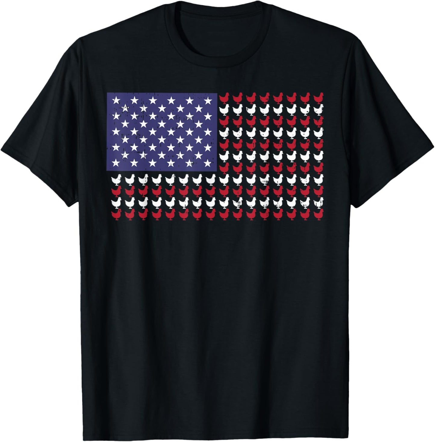 4th Of July US Flag Chickens Farm Patriotic Men Women Kids T-Shirt
