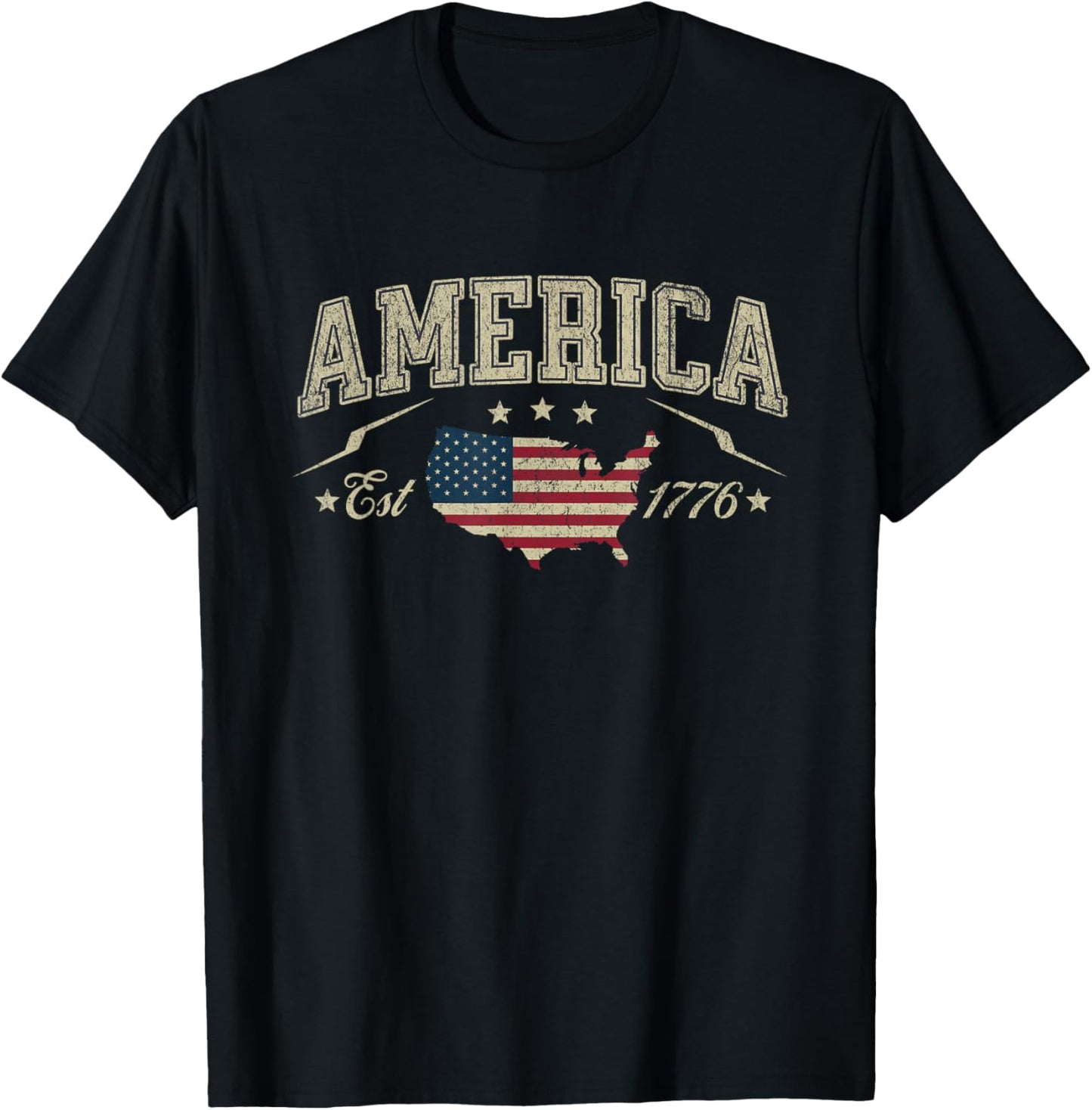 Patriotic American Flag USA Est 1776 4th of July America T-Shirt