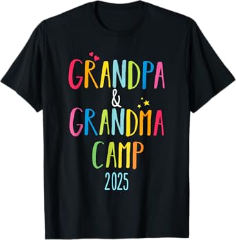 Grandpa & Grandma Camp 2025 Summer Camping Vacation T-Shirt