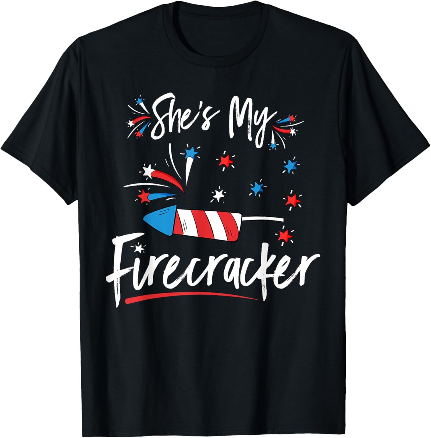 Shes My Firecracker Matching Couples His And Her 4th Of July T-Shirt