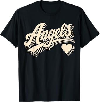 Angels Retro Script with Heart Vintage Gift For Men Women T-Shirt