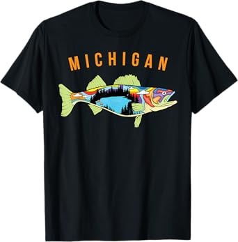 Michigan Walleye Fishing T Shirt Fisherman Walleye Fish Gift T-Shirt