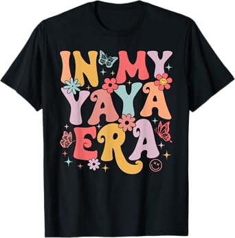 In My Yaya Era Groovy Retro Mothers Day Butterfly Women T-Shirt