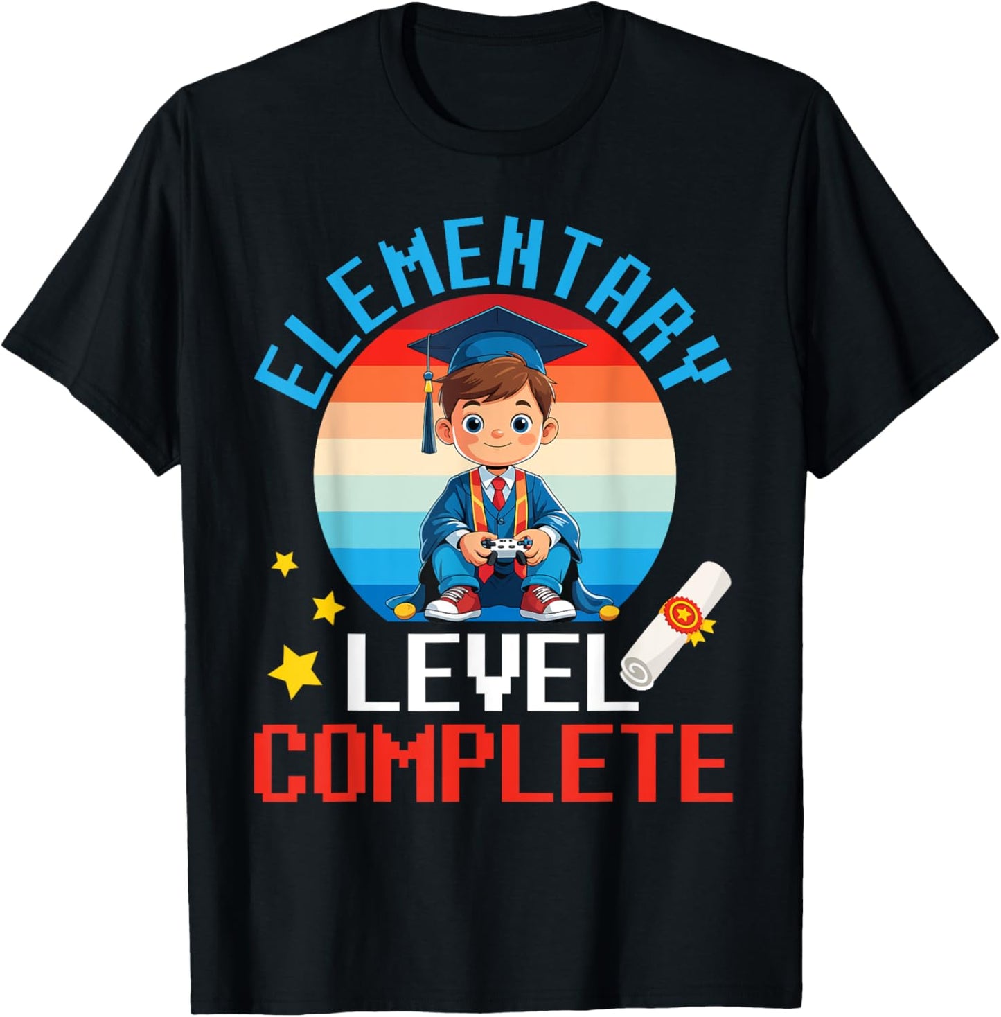 Cute Boy Graduation Gamer Elementary Level Complete Student T-Shirt