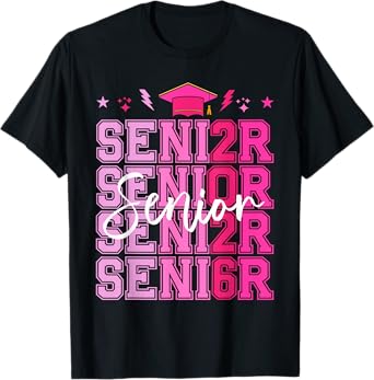 Senior Class of 2026 Coquette Pink Bow Graduation T-Shirt