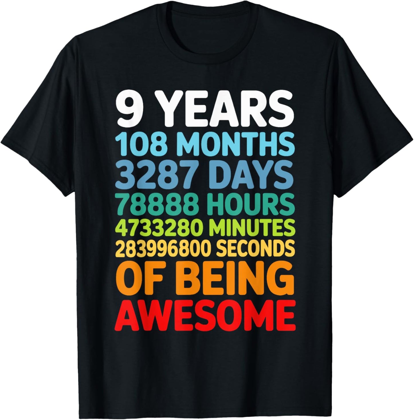 9th Birthday 108 Months 9 Years Old Birthday Gifts T-Shirt