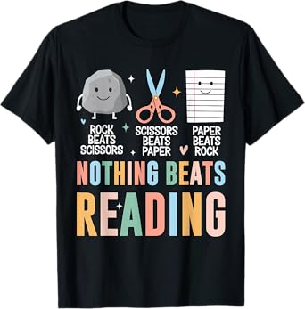 Nothing Beats Reading Rock Paper Scissors Funny Books Lover T-Shirt