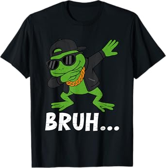 Funny Dabbing Frog Bruh Bro Dab Meme Humor Men Teens Boys T-Shirt