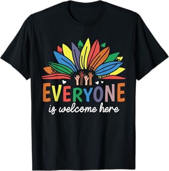 Everyone Is Welcome Here Idaho Teacher Sunflower T-Shirt