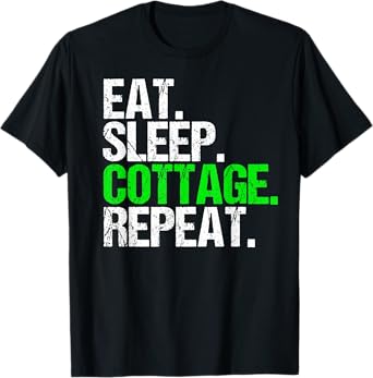 Vintage Eat Sleep Cottage Repeat Funny T-Shirt
