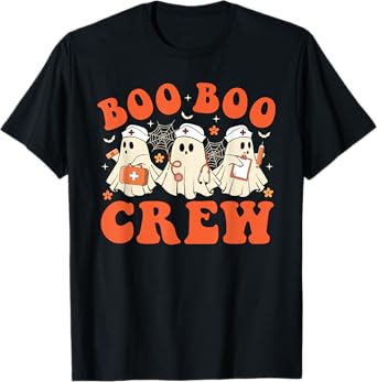 Boo Boo Crew Nurse Ghost Scrub Top Nursing Halloween Costume T-Shirt