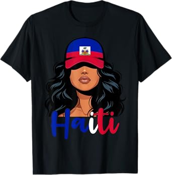 Haitian Girl Haiti Flag Proud Haitienne Women Haiti T-Shirt