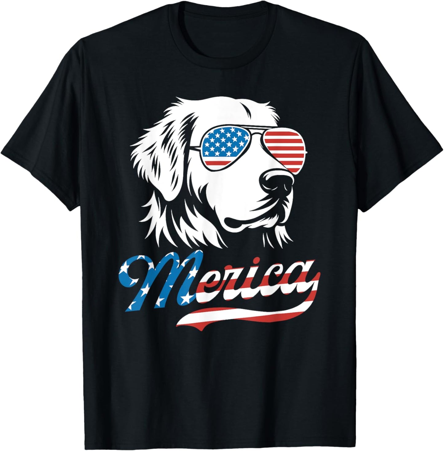 Golden Retriever 4th Of July Merica Usa Flag For Dog Lover T-shirt