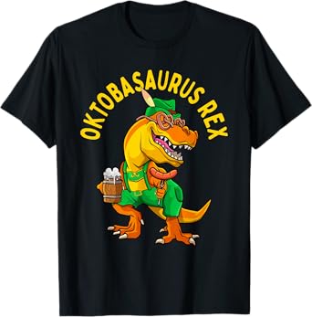 Dinosaur Oktoberfest Lederhosen Costume Men T rex Beer Fest T-Shirt