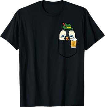 Pocket German Penguin Oktoberfest Bavarian Animal Men Women T-Shirt