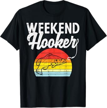 Weekend Hook Retro Bass Fish Fishing Fisherman Men Gift T-Shirt