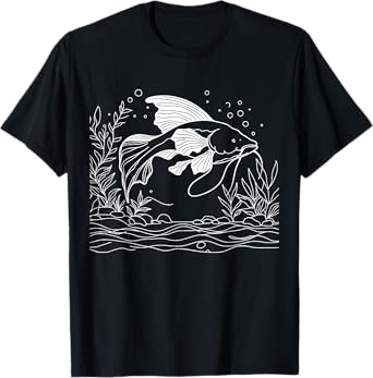 Line Art Fish & Ichthyologist African Lungfish T-Shirt