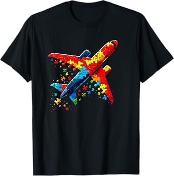 Airplane Jigsaw Puzzle Kids Toddler Boys Autism Awareness T-Shirt