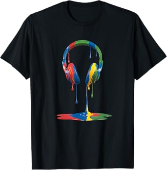 Gamer Headphones Paint Drip Music Lover T-Shirt