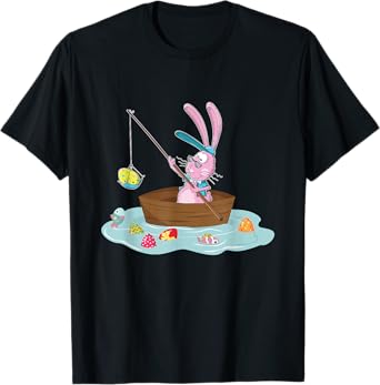 Funny Easter Bunny Fishing Egg Hunting - Easter Sunday Fun T-Shirt