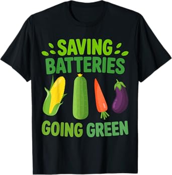 Funny Cucumber Saving Batteries Going Green earth day women T-Shirt
