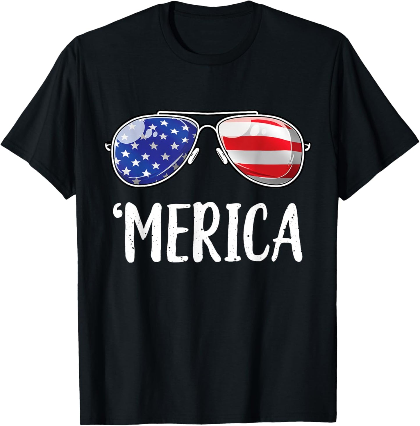Merica Sunglasses 4th Of July Men Women USA American Flag T-Shirt