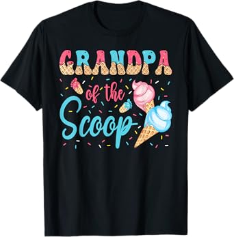 Grandpa Of The Scoop Ice Cream Gender Reveal Baby Shower T-Shirt