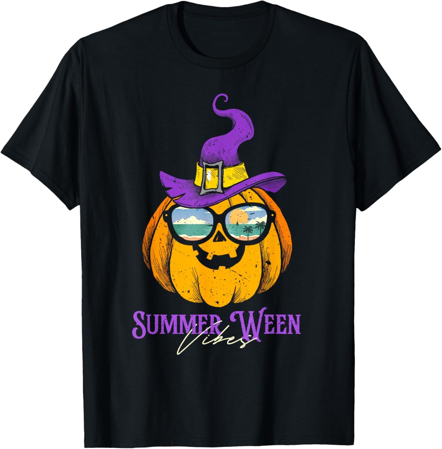 Summer Ween Vibes Halloween Summer Pumpkin Sunglasses T-Shirt