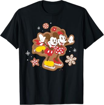 Disney Mickey & Minnie Ice Skating Gingerbread Holiday T-Shirt